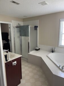 Extended Area Between Tub and Shower