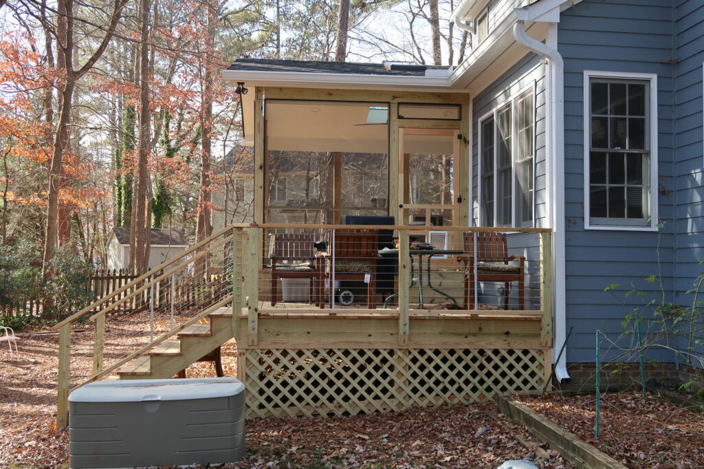 Side of new porch and deck