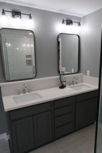 Painted Vanity and New Countertops and Lighting