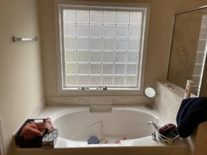 BEFORE - Glass Block Privacy Window Orginally Over Tub
